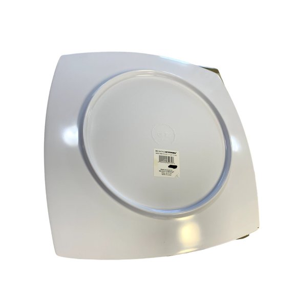 Bed Bath Beyond Striped Square Dinner Plates Beige Green Brown Set of 4 - Picture 3 of 3